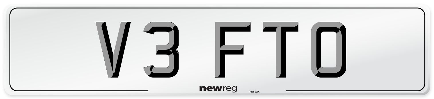 V3 FTO Number Plate from New Reg